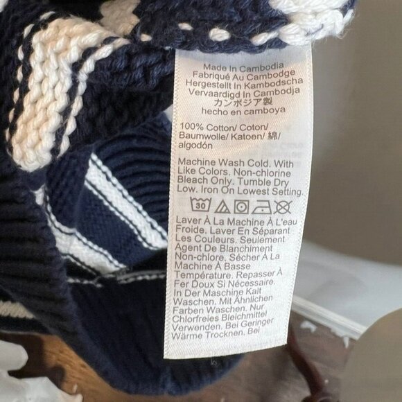 J.Crew $90 Heritage cotton Rollneck™ sweater in stripe Ivory Navy Size S CE486 - Picture 7 of 9